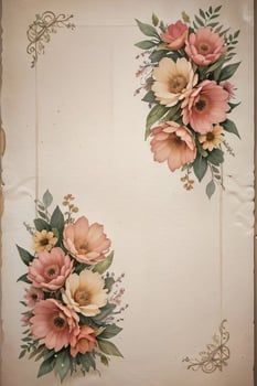 Vintage paper with flowers texture background photo