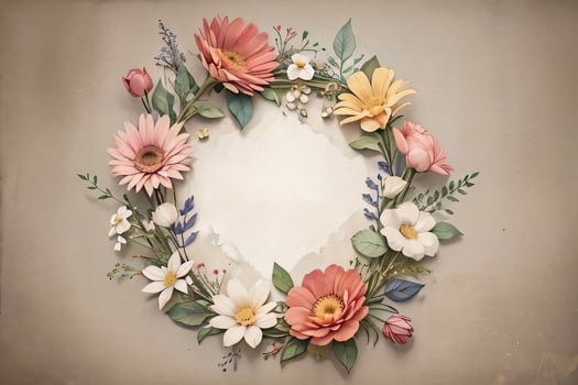 Vintage paper with flowers texture background photo