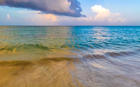 Tropical mexican beach clear turquoise water Playa del Carmen Mexico. photo