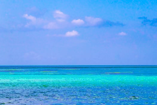 Tropical mexican beach clear turquoise water Playa del Carmen Mexico. photo