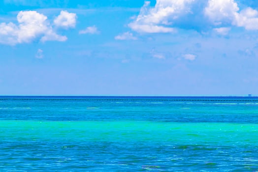 Tropical mexican beach clear turquoise water Playa del Carmen Mexico. photo