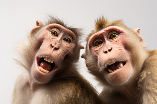 funny photos of monkeys taking selfies. ai generated