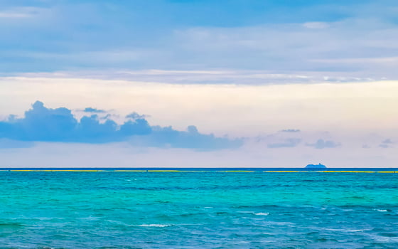 Tropical mexican beach clear turquoise water Playa del Carmen Mexico. photo