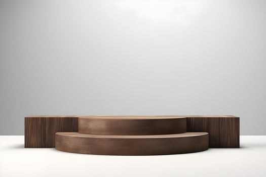 Minimal modern product display 3D Wood podium, scene stage showcase for new product, promotion sale, banner, presentation, cosmetic, ai generate photo