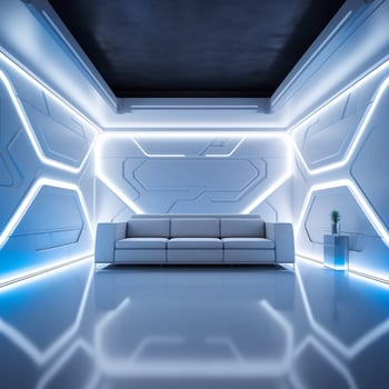 AI Generative futurism Room With a Copy space photo