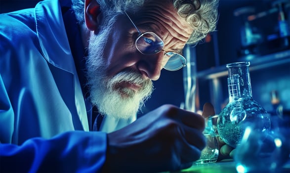 Closeup of a scientist in a laboratory. AI Generated photo