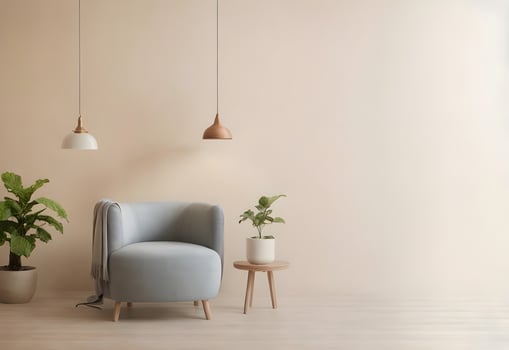 simple interior decoration with copy space in cream background ai generated photo
