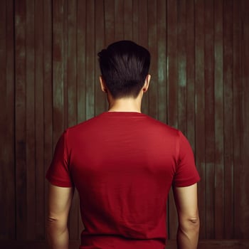 Illustration of a fashion portrait with plain t-shirt mockup, AI Generated photo