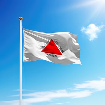 Waving flag of Minas Gerais is a state of Brazil on flagpole photo