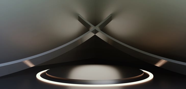 podium background stage curved podium background circle laser round stage and light dark abstract base StageCurves 3D illustration photo