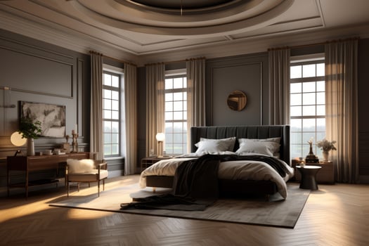 Ai Generative Photo of a elegant and modern bedroom
