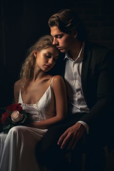 Ai Generative Photo portrait of a couple on wedding day