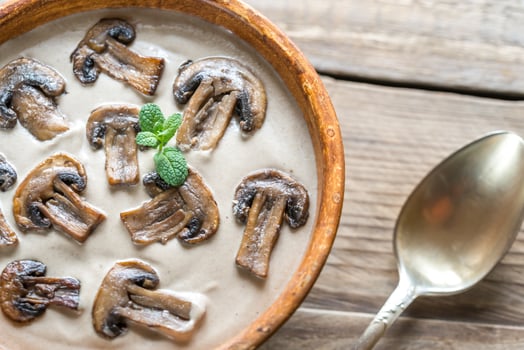 Bowl of creamy mushroom soup photo