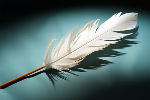 Paper features a gracefully placed feather, an artistic composition AI Generated photo