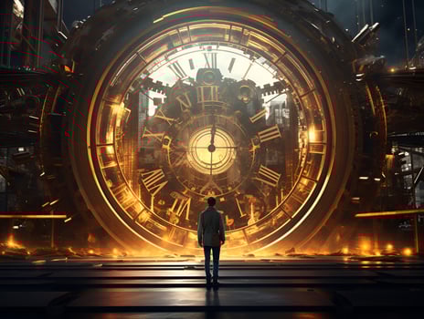 steampunk style time machine, ai generative photo