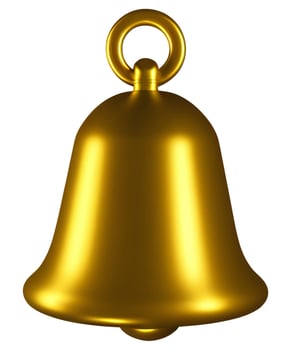 Golden glossy cut out bell, single object photo