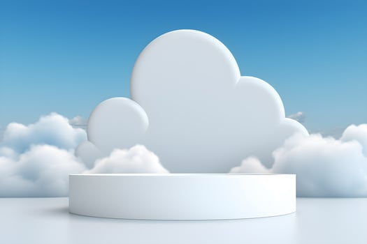 Podium and minimal cloud scene, 3d display product display presentation cosmetics products branding, Empty stage showcase identity and packaging design, ai generate photo