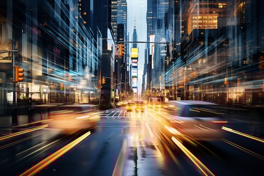 Capture of hustle and bustle of a night city AI Generative photo