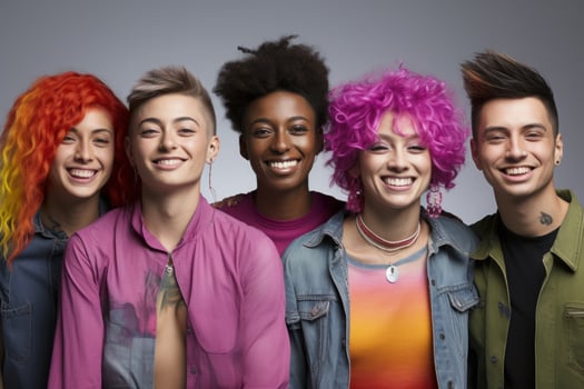 Photos of the community advocating for diversity and gender equality. Generative AI