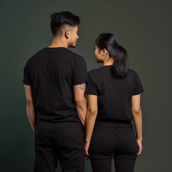 Illustration of a fashion portrait with plain t-shirt mockup, AI Generated photo