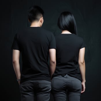 Illustration of a fashion portrait with plain t-shirt mockup, AI Generated photo