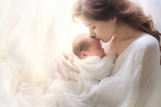 Beautiful woman with her baby photo
