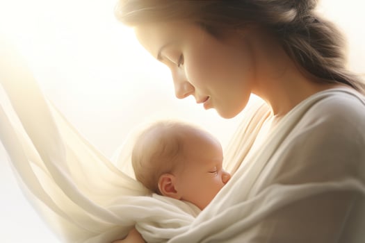 Beautiful woman with her baby photo