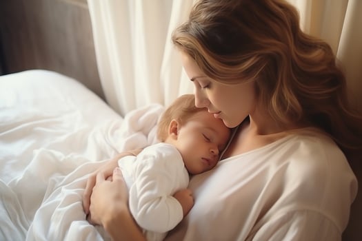 Beautiful woman with her baby photo