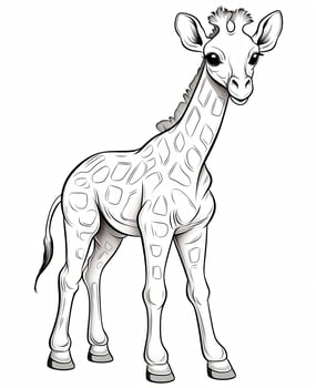 a giraffe coloring page for kids. Generative AI photo