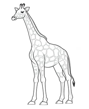 vector of giraffe in black and white coloring. Animal coloring page. Generative AI photo