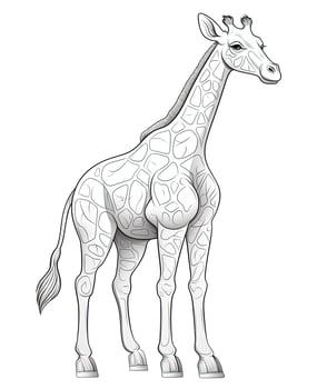 vector of giraffe in black and white coloring. Animal coloring page. Generative AI photo