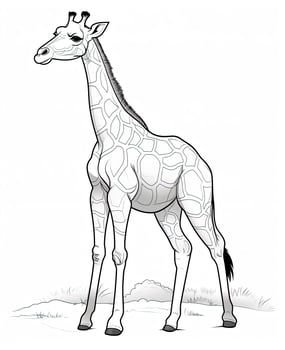 vector of giraffe in black and white coloring. Animal coloring page. Generative AI photo