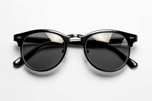 Digital illustration showing black sunglasses on a white background photo