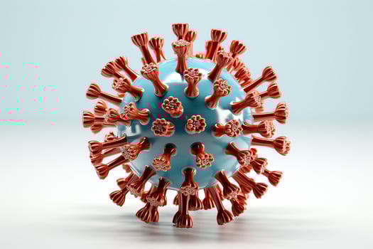 COVID-19 a Chinese coronavirus closely examined in a realistic 3D illustration on a white background photo