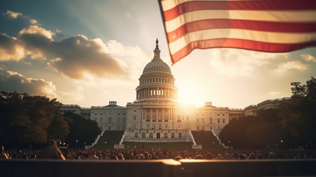USA independence day It is a declaration of independence and democracy.The 4th of July is the Independence Day of the United States. There will be a celebration and show the democracy. Generative AI photo