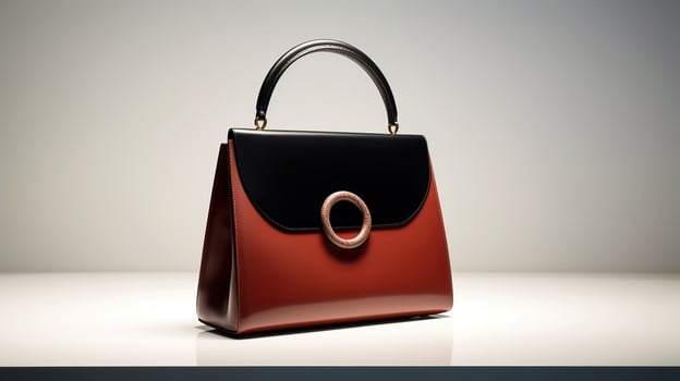 Luxury Leather Handbag and minimalistic backdrop. Created with Generative AI photo