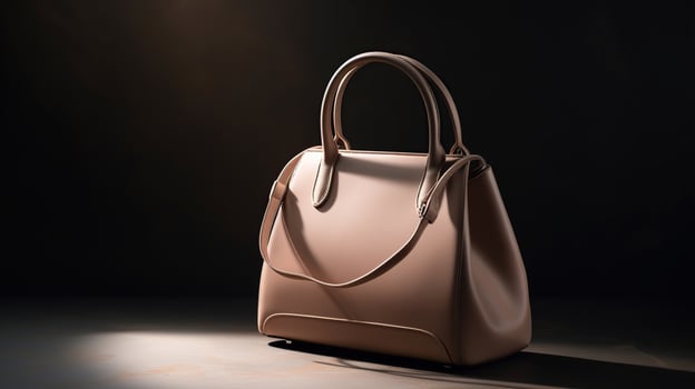 Luxury Leather Handbag and minimalistic backdrop. Created with Generative AI photo