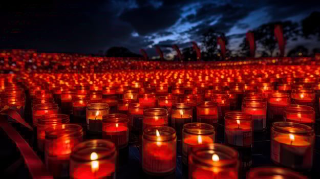 Hopeful Remembrance, A Solemn Candlelight Vigil Against Heartwarming Designs on World AIDS Day, Generative AI illustration photo