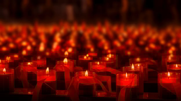 Hopeful Remembrance, A Solemn Candlelight Vigil Against Heartwarming Designs on World AIDS Day, Generative AI illustration photo