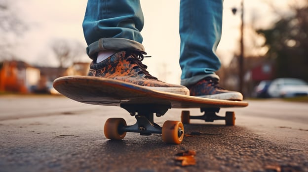 A person skateboarding down a street AI Generated photo