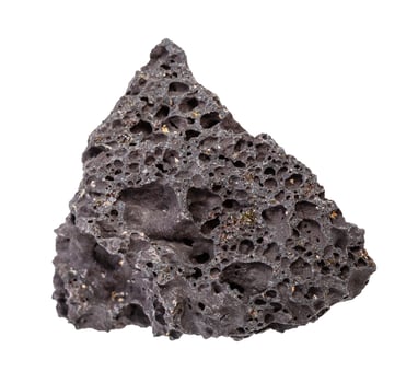 rough black Pumice rock isolated on white photo