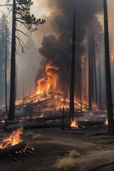 The ecological impact of a wildfire in a forest. photo