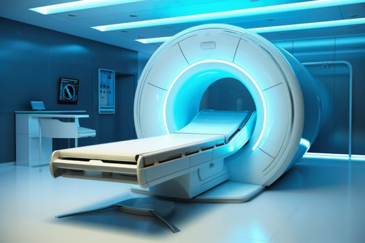 A modern medical room with a magnetic resonance scanner.AI Generative photo