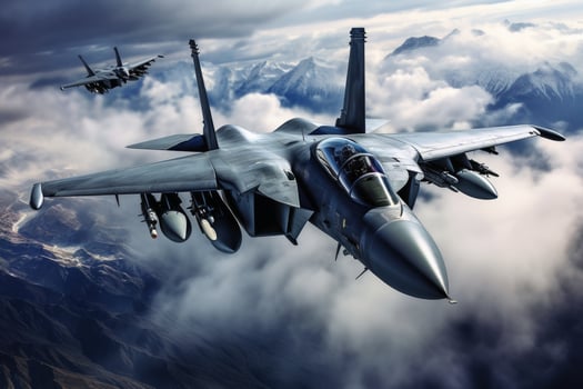 Military jets a fighting in the sky.AI Generative photo