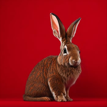 Portrait of a Cute Rabbit in Garden, Ai Generated photo