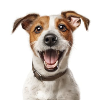 Portrait of Jack russell terrier dog breed on white background. AI Generated photo