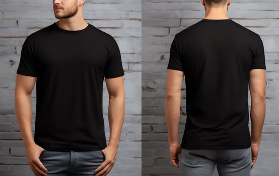 AI generated Attractive caucasian man wearing blank empty black hoodie mockup for design template photo