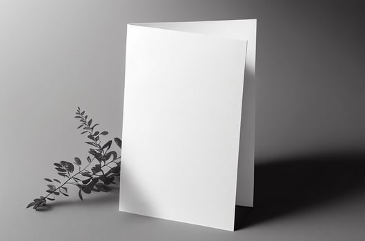 Blank wedding card invitation mock up with natural leaves for decorated background, minimal design card, AI Generated photo
