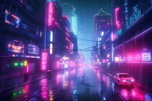 Night street with neon signs in shibuya, Tokyo, Japan Ai Generated photo
