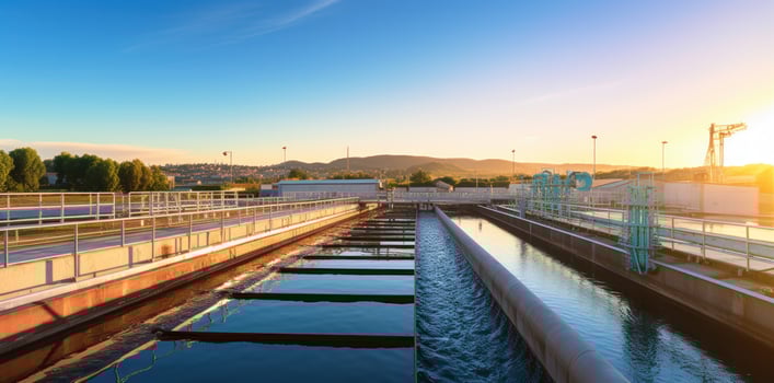 Industrial water treatment plant with water photo